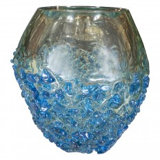 Large chunky aqua Murano glass vase